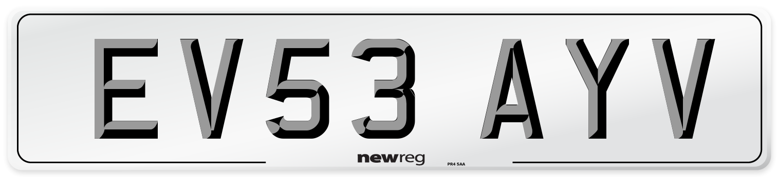 EV53 AYV Number Plate from New Reg